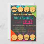 絵文字カラフル誕生日パーティーへのかわいい招待 招待状 (正面)