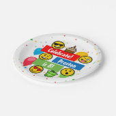 絵文字カラフル誕生日パーティーキッズまたは男の子カスタムたち ペーパープレート (アングル)