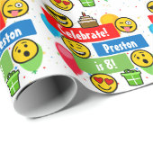 絵文字カラフル誕生日パーティーキッズまたは男の子カスタムたち ラッピングペーパー (ロールコーナー)