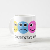 絵文字カラフル顔パーソナライズされた コーヒーマグカップ (正面左)