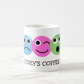 絵文字カラフル顔パーソナライズされた コーヒーマグカップ (中央)