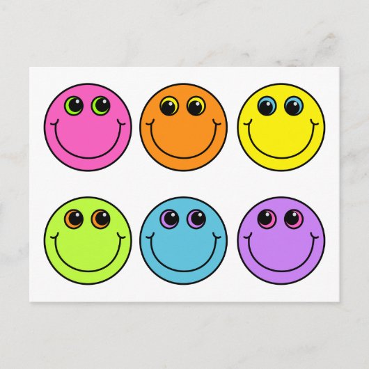 絵文字カラフル顔 ポストカード (正面)