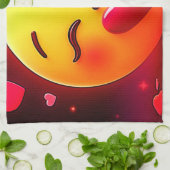 絵文字キスをするの吹ハート キッチンタオル (折り畳み)