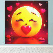 絵文字キスをするの吹ハート キャンバスプリント (インサイチュ (ウッドフロア))