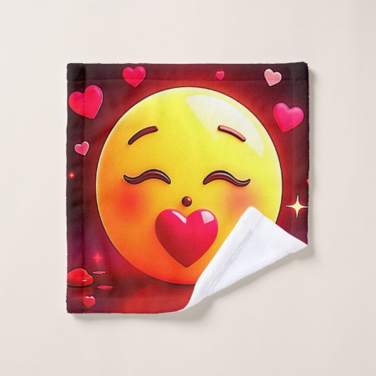 絵文字キスをするの吹ハート バスタオルセット (ウォッシュタオル)