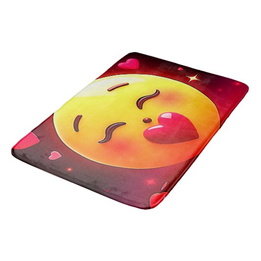 絵文字キスをするの吹ハート バスマット (アングル)