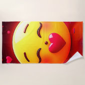 絵文字キスをするの吹ハート ビーチタオル (正面)