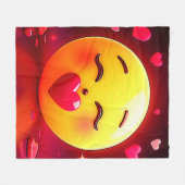 絵文字キスをするの吹ハート フリースブランケット (正面(横))