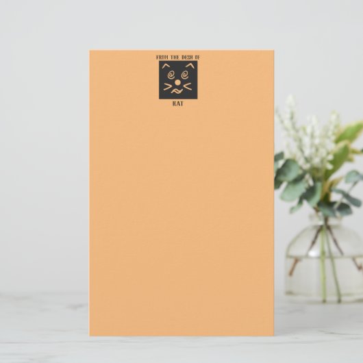 絵文字キャット顔と名前ミニマル 便箋 (スタンド正面)