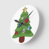 絵文字クリスマスツリー ラウンド壁時計 (傾斜)