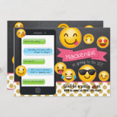 絵文字シャルボードグリッター誕生日招待状 招待状 (正面/裏面)
