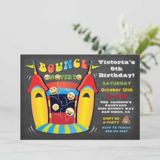 絵文字シャルボードバウンスハウスバースデーパーティー 招待状 (スタンド正面)