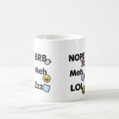 絵文字スラングおもしろいマグ – Nope Meh LOL BRB Zzz コーヒーマグカップ (中央)