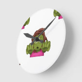 絵文字ゾンビ女性 ラウンド壁時計 (傾斜)