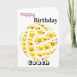 絵文字テーマパーソナライズされたネットボールコーチ誕生日 カード