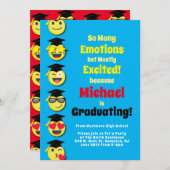 絵文字ハッピーキュート卒業パーティー招待状 招待状 (正面/裏面)