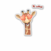 絵文字ハッピーラブアイズgiraffe顔 シール (正面)