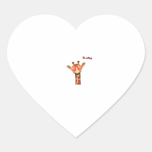絵文字ハッピーラブアイズgiraffe顔 ハートシール (正面)