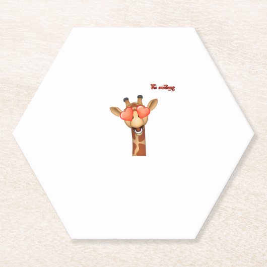絵文字ハッピーラブアイズgiraffe顔 ペーパーコースター (正面)