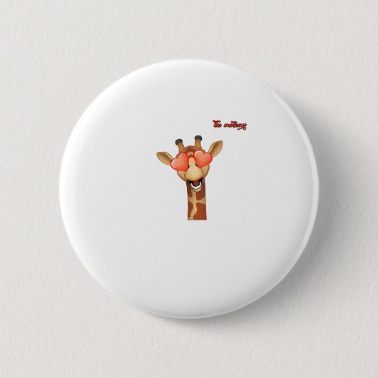 絵文字ハッピーラブアイズgiraffe顔 缶バッジ (正面)