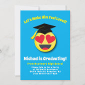 絵文字ハートアイズ顔かわいい卒業パーティー 招待状 (正面)