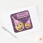 絵文字バースデーパーティーのシール スクエアシール (封筒)