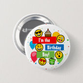 絵文字バースデーパーティーキッズ誕生日少年 缶バッジ (正面&裏面)