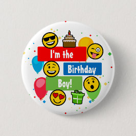 絵文字バースデーパーティーキッズ誕生日少年 缶バッジ