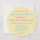 絵文字バースデーパーティー招待状(丸/封筒) 招待状 (裏面)