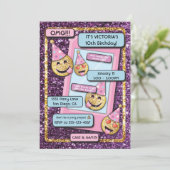 絵文字バースデーパーティー携帯電話文字招待 招待状 (スタンド正面)