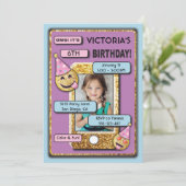 絵文字バースデーパーティー携帯電話文字招待 招待状 (スタンド正面)