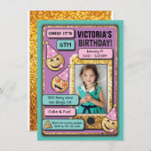 絵文字バースデーパーティー携帯電話文字招待 招待状 (正面/裏面)