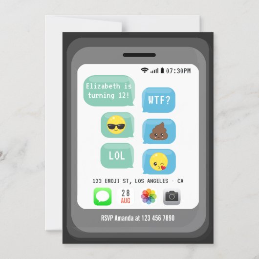 絵文字バースデーパーティー マグネット招待状 (正面)