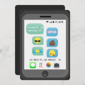 絵文字バースデーパーティー 招待状 (正面/裏面)