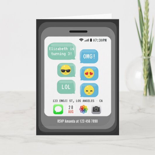 絵文字バースデーパーティー 招待状 (正面)