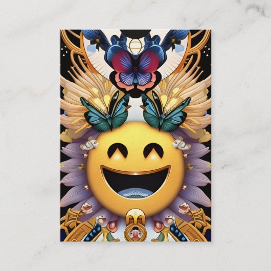 絵文字パッケージ挿入、おもしろいありがとう蝶 名刺 (正面)