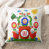 絵文字パーソナライズされたカラフルフラワーシーンキッズ クッション (ブランケット)