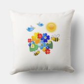 絵文字パーソナライズされたカラフルフラワーシーンキッズ クッション (裏面)