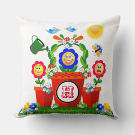 絵文字パーソナライズされたカラフルフラワーシーンキッズ クッション