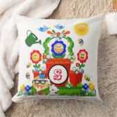 絵文字パーソナライズされたカラフルフラワーシーンキッズ クッション (ブランケット)