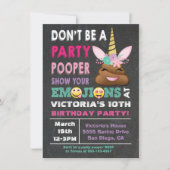 絵文字パーティーやぶりユニコーンバースデー招待状 招待状 (正面)