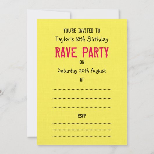 絵文字パーティースミリー顔アシッドハウスレイブナイト 招待状 (裏面)