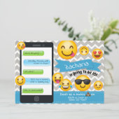 絵文字パーティー誕生日招待状ブルーボーイズ 招待状 (スタンド正面)