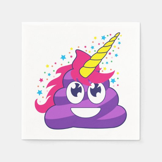 絵文字パープルユニコーンウンチ スタンダードカクテルナプキン (正面)