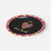 絵文字ピンクブラックガールズラブ絵文字パーティー ペーパープレート (アングル)