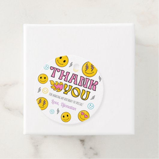 絵文字ファーストバースデーパーティーありがとうラベル フェイバータグ (インサイチュ)