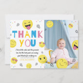 絵文字ファーストバースデーパーティー写真サンキューカード 招待状 (正面)