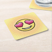 絵文字ラブ スクエアペーパーコースター (アングル)