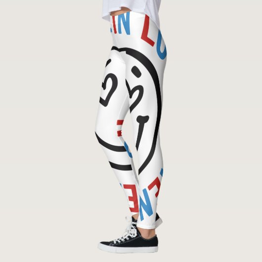 絵文字レギンスラヴおもしろい顔かわいいスマイル絵文字 レギンス (左)