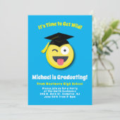 絵文字ワイルド顔かわいい卒業パーティー 招待状 (スタンド正面)